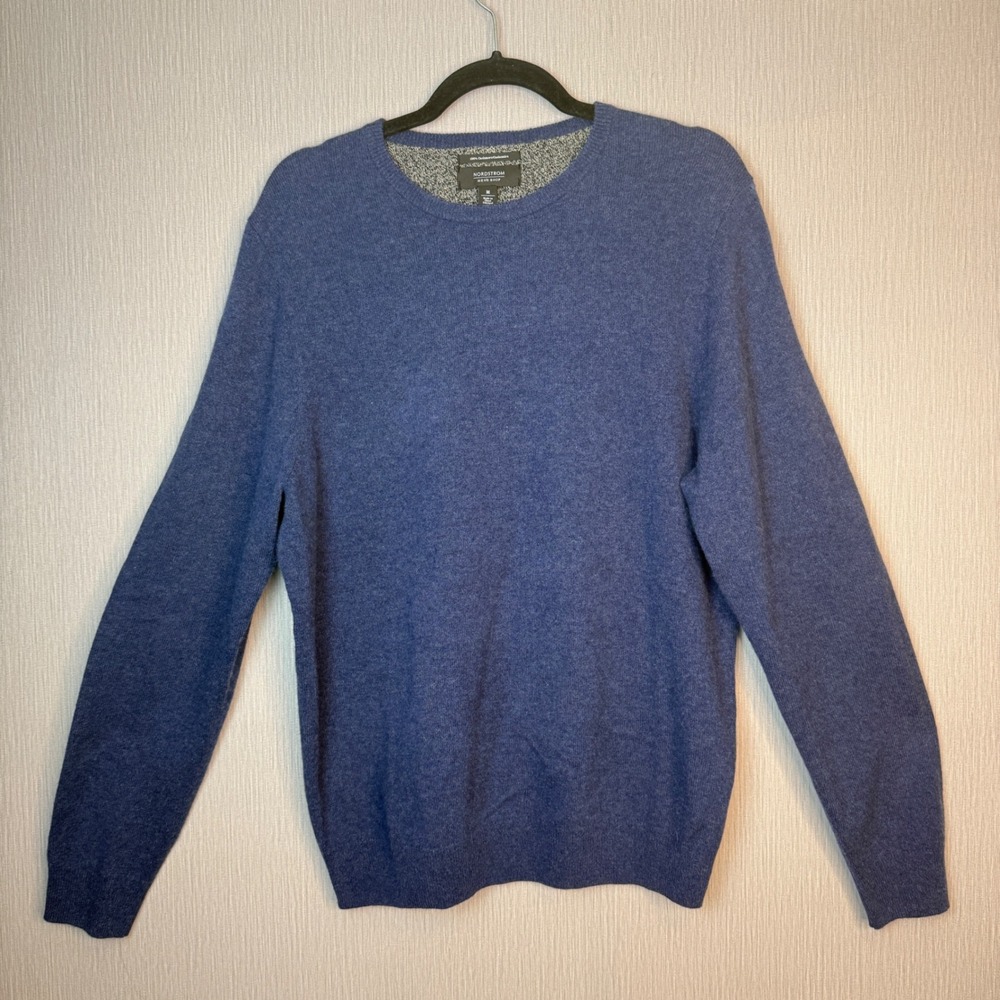 Nordstrom Men's Shop Pure Cashmere Crewneck Sweater blue Size M